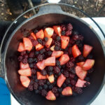 dutch oven crumble in progress